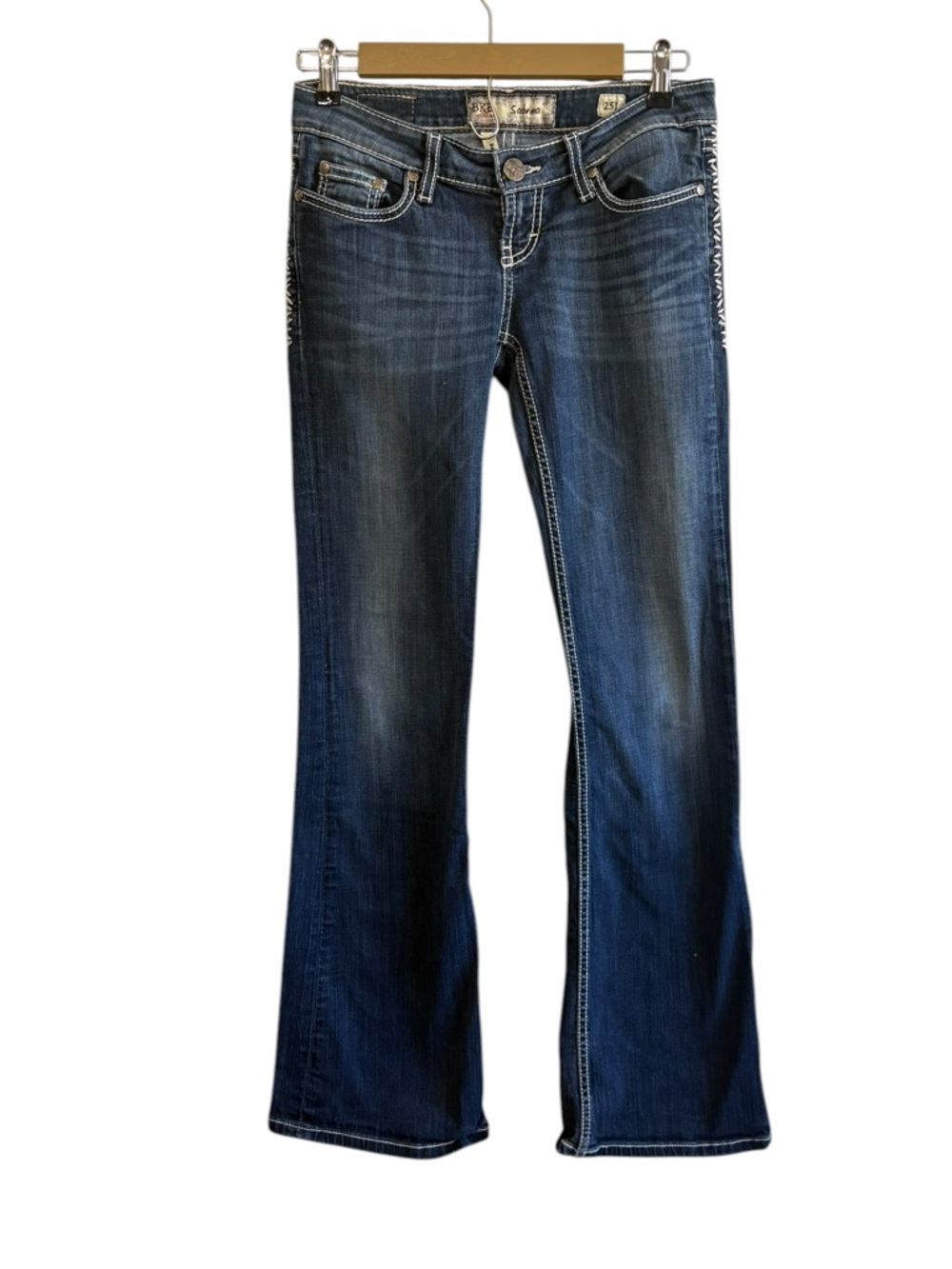 BKE Size 25 Long Sabrina Flare Jeans Dark Wash Western Country Cowgirl Barn